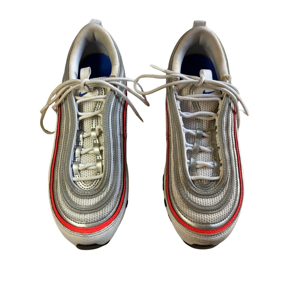 Nike Air Max 97 Womens 7.5‎ White Silver Bright Crimson Blue Sneakers 921733-103